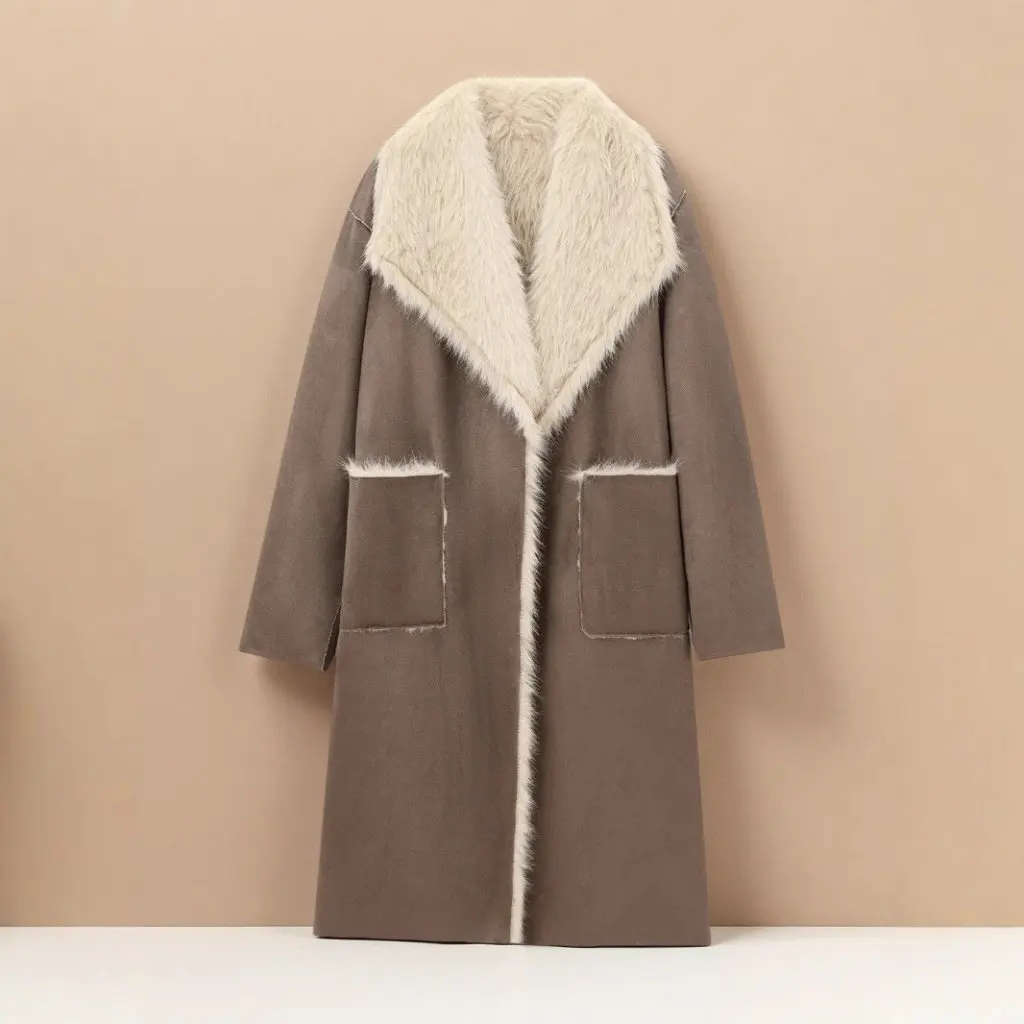 

Double-Sided Long Coat European Style Women's Clothing Wholesale New Arrival Cotton Topwear