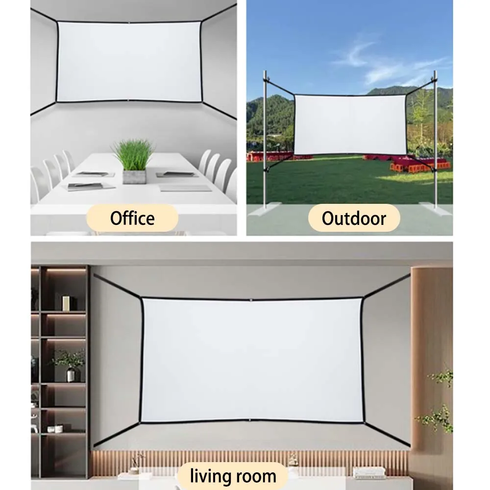 Thinyo dobrável portátil estendido sidebands para tela de projeção macia de poliéster ao ar livre interno 60 polegadas 100 polegadas 120 polegadas 150 polegadas