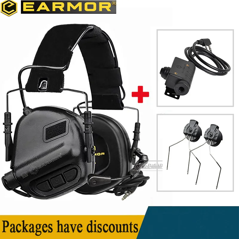 

EARMOR M32 MOD3 Tactical Communication Headset & M51 PTT & ARC Rail Adapter Military Shooting Earmuffs Anti-Noise Headphones