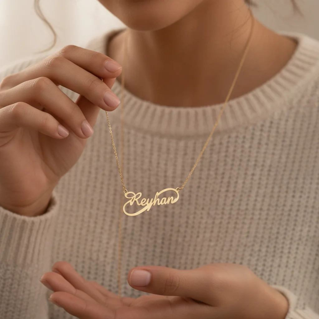 

Ожерелье с именем бесконечности на заказ для женщин и девочек, ювелирные изделия из нержавеющей стали, позолоченное 18 К, персонализированное ожерелье с именной табличкой в стиле бохо, подарки