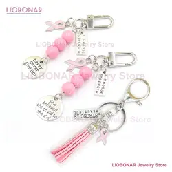 New Breast Cancer Awareness Key Chains Keyring Strong is Beautiful She Believed Never give up Charms Keychain Jewelry Gifts