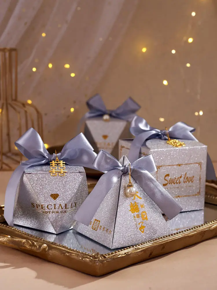 

Heart Shaped Candy Packaging Boxes Creative Blue & Grey Gift Boxes for Wedding Baby Shower Birthday Party Favors And Events