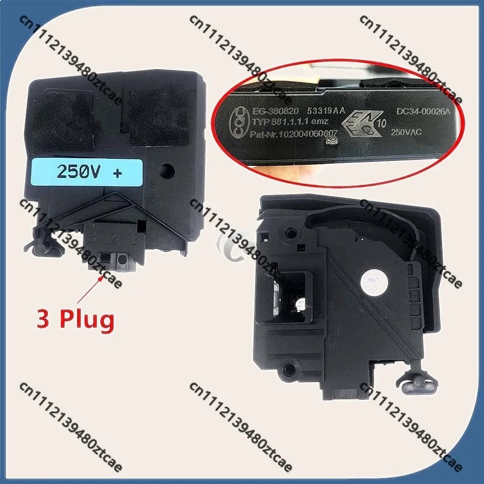 New Washing Machine Electronic Door Lock Delay Switch DC34-00026A 3-Pin Plug 1PCS for WW90H7410EW SC 12H8420EW