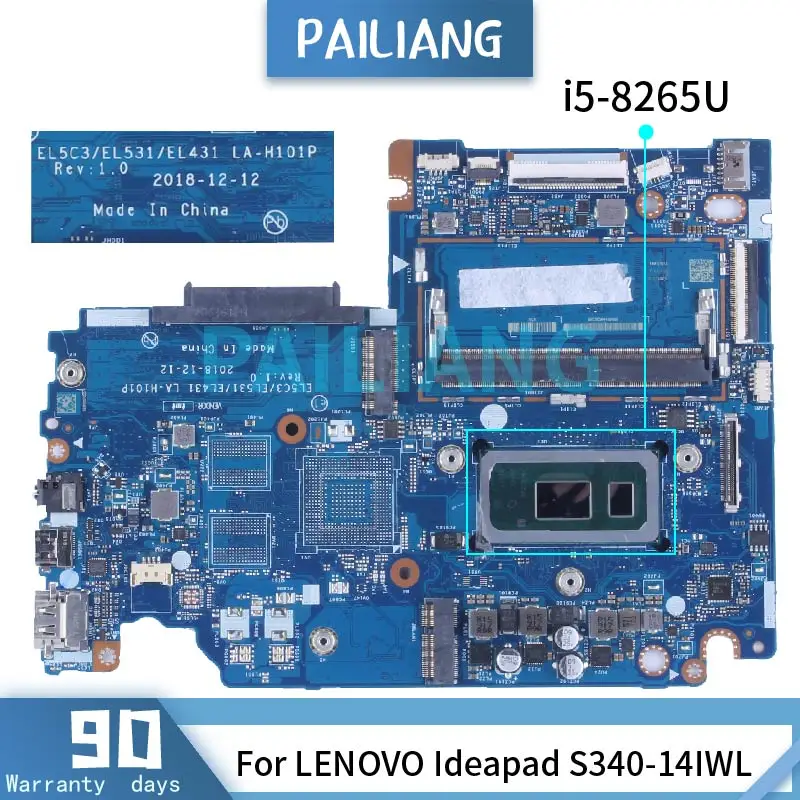 For LENOVO Ideapad S340-14IWL Laptop Motherboard EL5C3/EL531/EL431 LA-H101P SRFFX i5-8265U With RAM DDR4 Notebook Mainboard