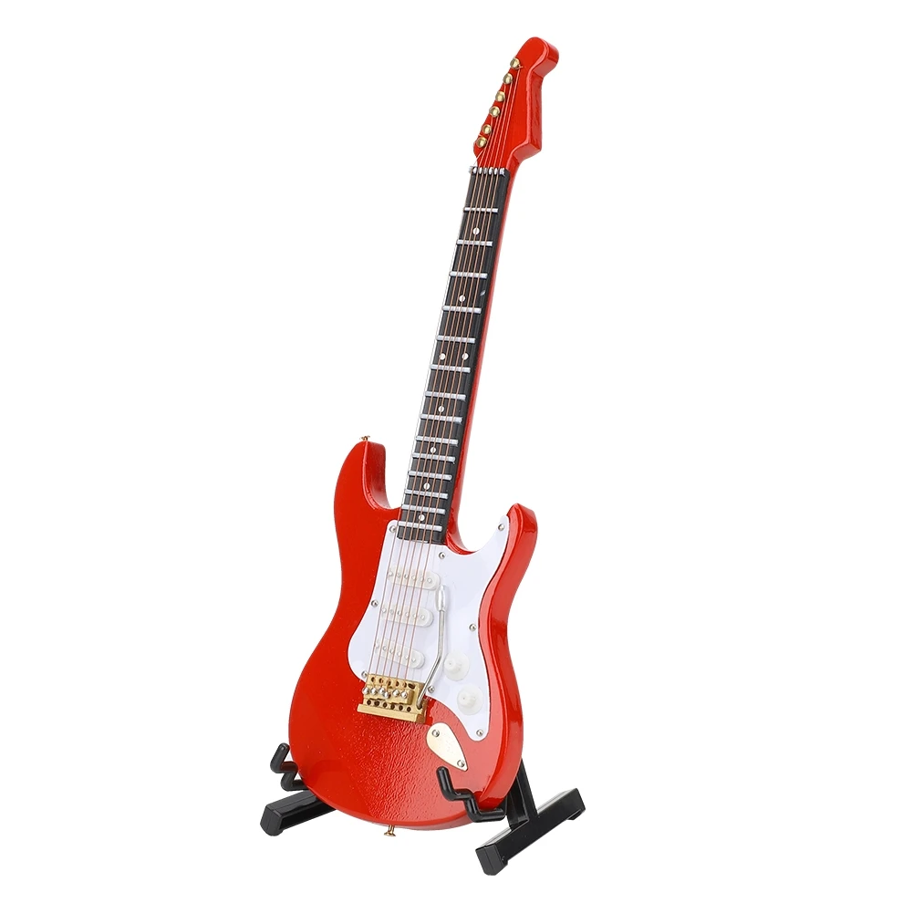 Miniature Red Electric Guitar Model Musical Instrument Crafts Ornament Gift view 2