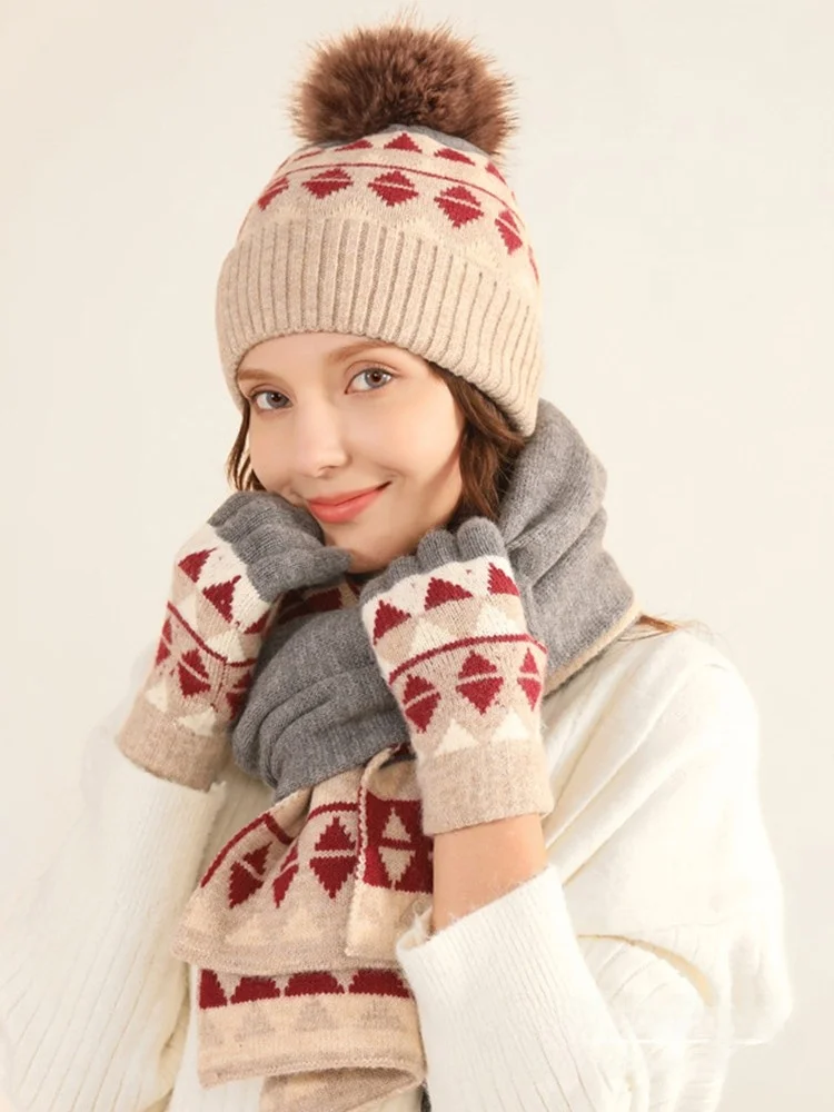 kazuki-laine-tricote-chapeau-echarpe-gants-t-piece-ensemble-inteated-ne-plus-chaud-femmes-automne-hiver-fce-double-chaleur
