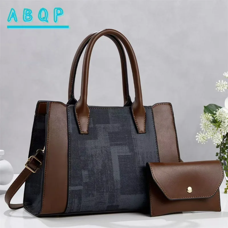New Women's Handbags Luxury Brand 2-piece Set Women's Shoulder Bag Large Capacity Stitching Colorful Women's Bag High Quality