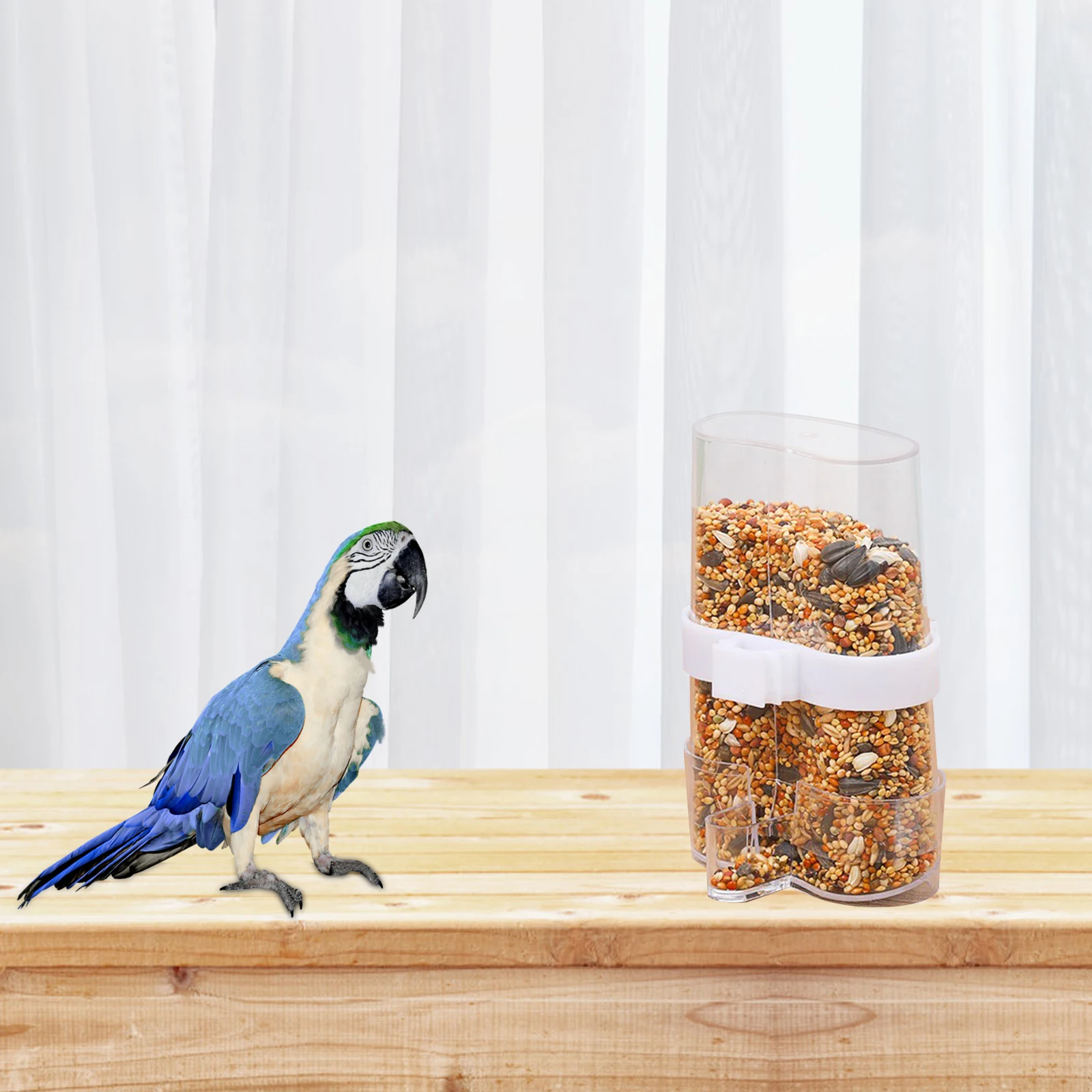 

2pcs Parrot Feeder Bird Food Container Clear Feeding Cup For Cage Pets Automatic Dispenser Sturdy Splash-Proof Bowl Hanging Bird