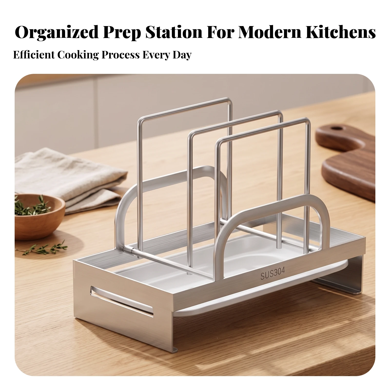 Blade and Cutting Board Drain Rack Compact Cutting Board Rack Countertop Organizer with Divider Dividers Low-Height Easy To