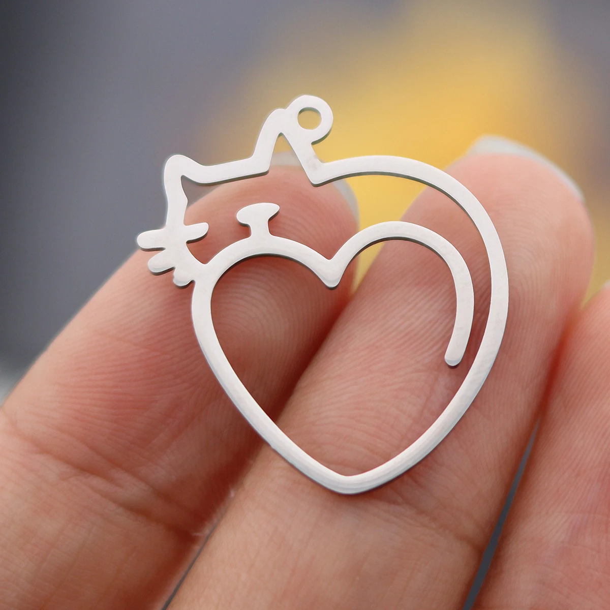 3pcs Stainless Steel Kawaii Kitten Heart Pendant Charms for Jewelry Making Vintage Necklace Earrings Simple Cat Line Accessories