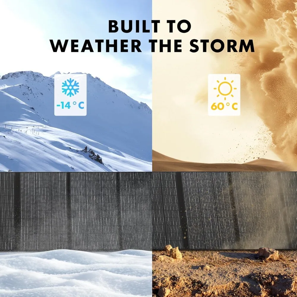 400W Portable Solar Panel, Up to 25% Conversion Efficiency N-Type Solar Cell, with Adjustable Kickstand, IP68 Waterproof, Foldab