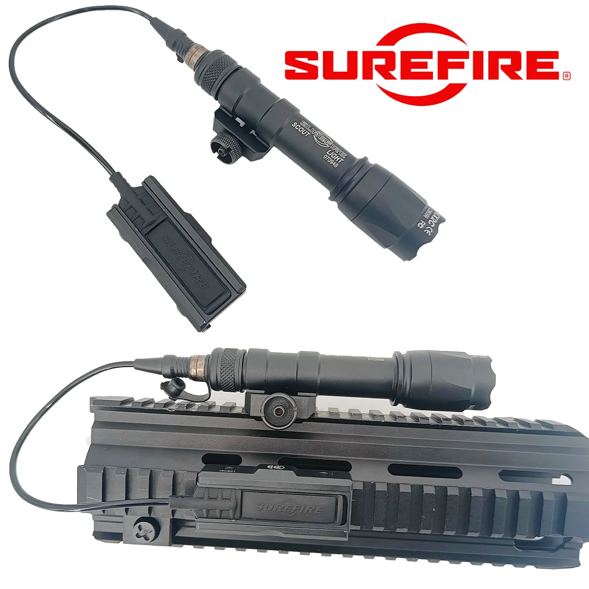 Surefire Tactical M600C M300C Airsoft Flashlight Scout Light ST07 Switch Lamp With Plate Mount Base Fit 20mm Picatinny Rail
