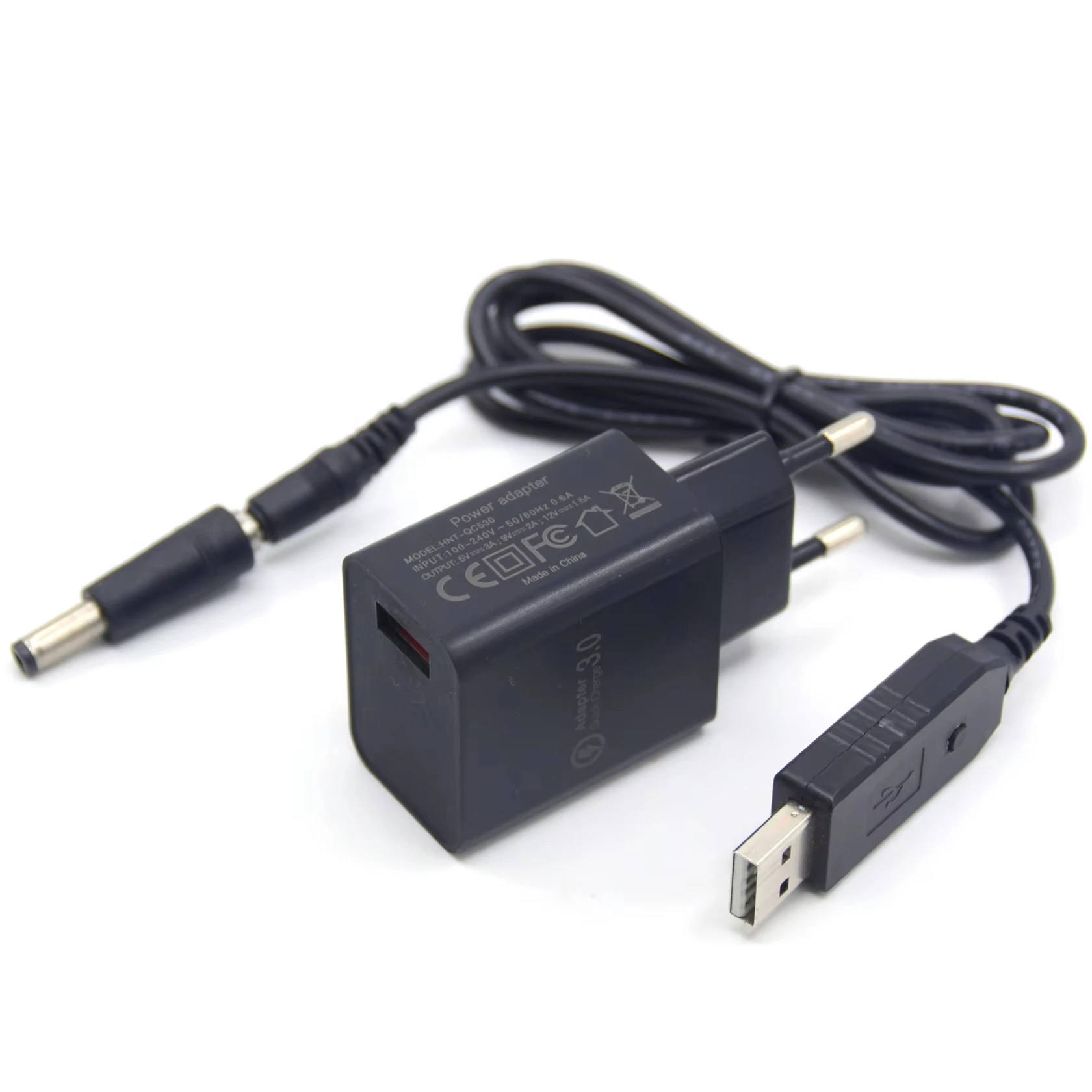 18W Charger USB DC Cable Transfer Plug for WiFi Router LED Strip Adjustable Voltage 5V-12V Step 0.2V 7.2V 7.4V 8V 8.4V 9V 11V