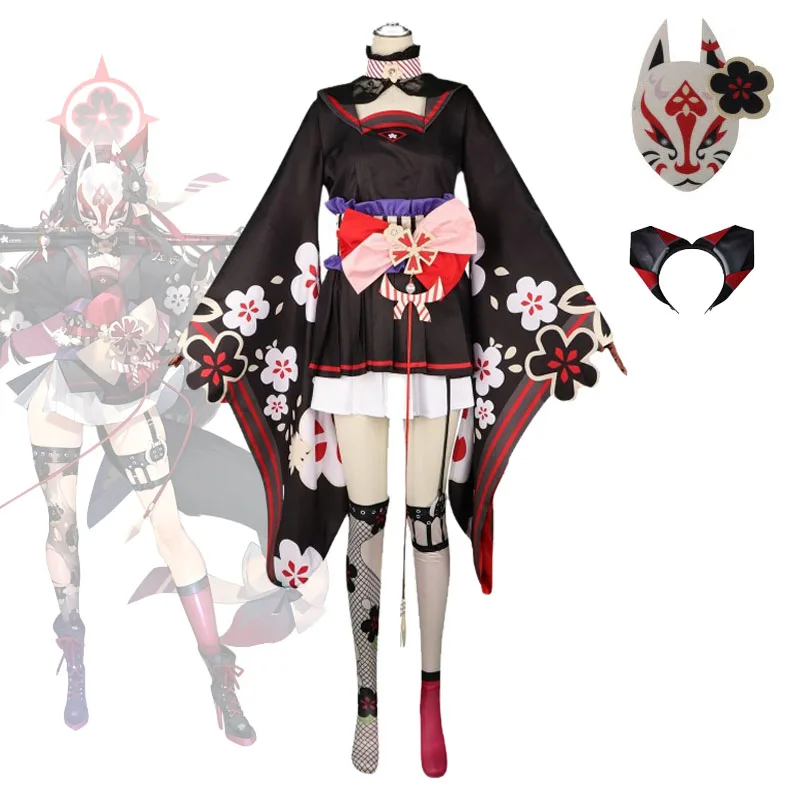 

Хэллоуин Косака Вакамо Косплей Костюм Синий Архив Allied Hyakkiyako Academy Набор кимоно Fox of Calamity Костюмы для косплея