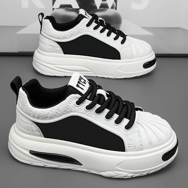 

Faionable Spor Men's oes Heightening Thi Bot Versatile Casual Board oes Youth Trendy Flat Laced Outdoor Leisure ...