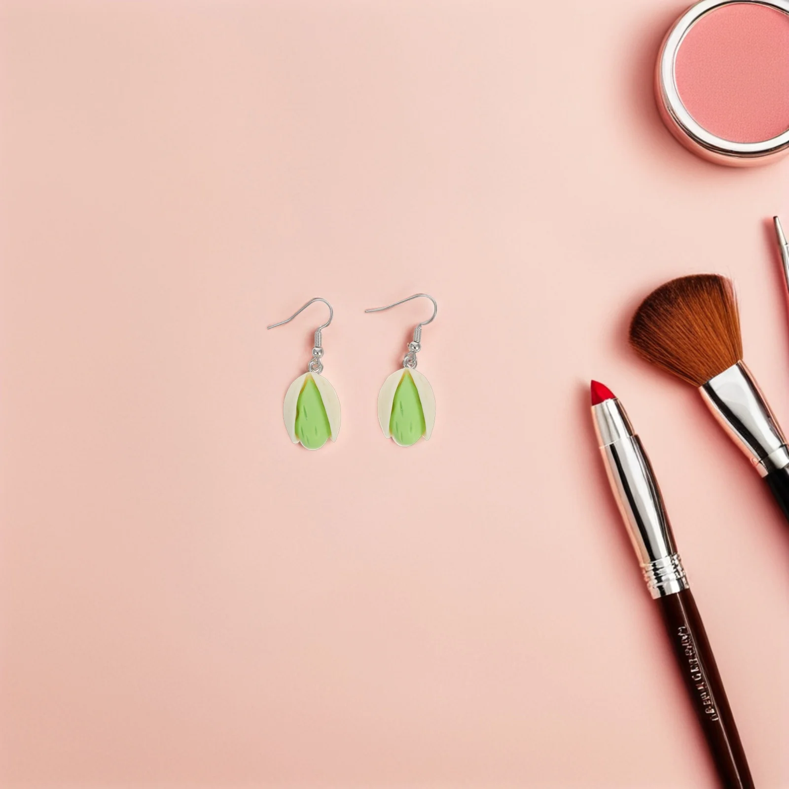 

2Pcs Unique Resin Pistachio Earrings Lightweight Dangle Drop Jewelry Funny Wired Nut Shaped Accessory for Various Occasions