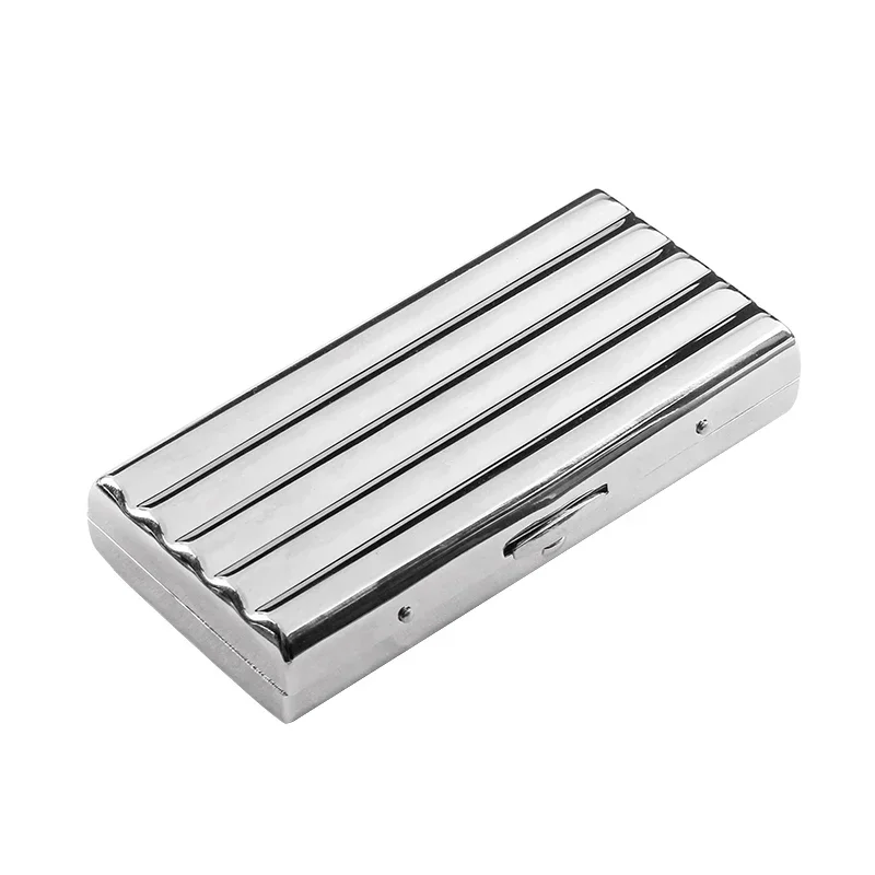 New 1pcs corrugated Design Silver Copper Cigarette Box solidly made Metal Cigarette Case Holder For 10 /20 Cigarettes Box Gift