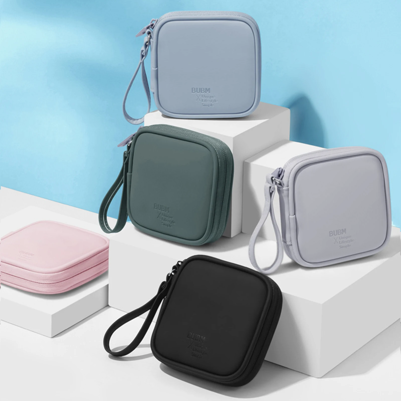 PU Cable Organizer Bag Waterproof with Multiple Compartments for Charging Cables Data Cords and Earphones