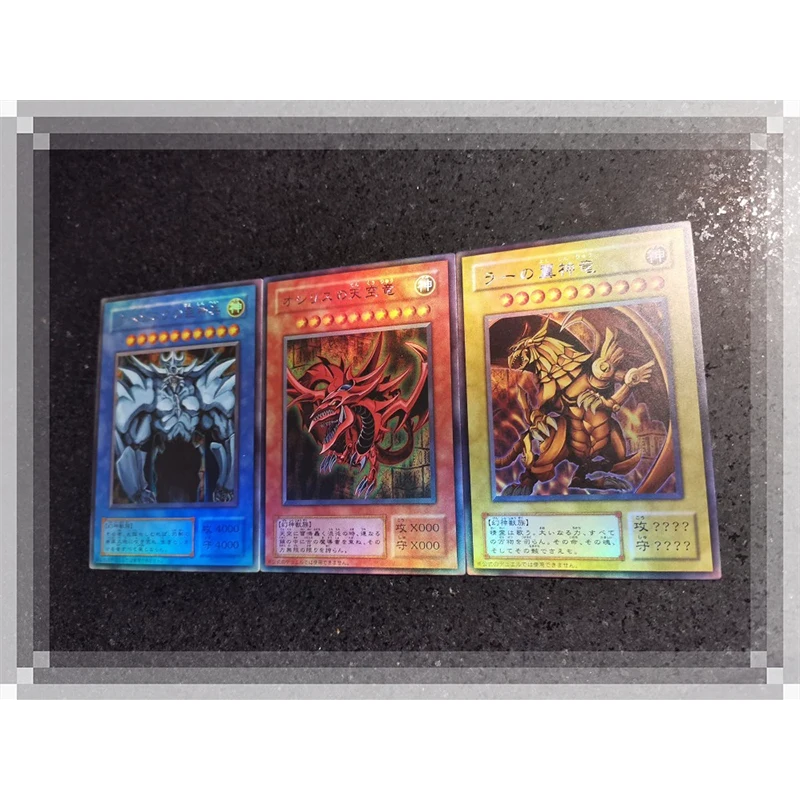 Diy 3Pcs/set Yu-Gi-Oh! Kids Toys Card of God Anime Characters Bronzing Collection Card Homemade Board Game Card Christmas Gift