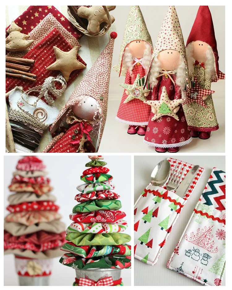 Cotton Fabric 50*50cm New Year Christmas Fabric to Patchwork Sewing Pillows Cushions Cloth Home Decoration Material Telas