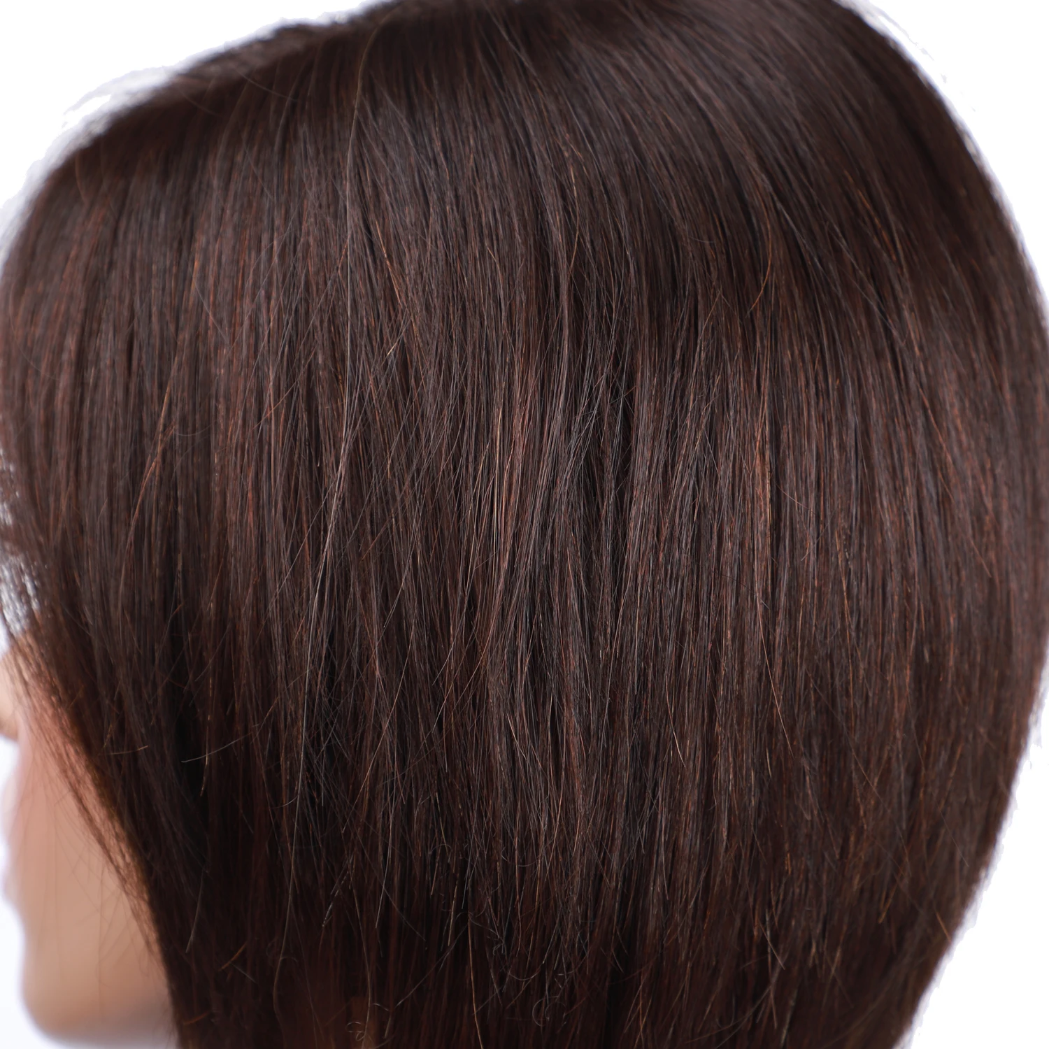 UNA-Perruque courte coupe Pixie brune avec frange latérale, perruques BOBO droites, mélange de cheveux humains, délié naturel