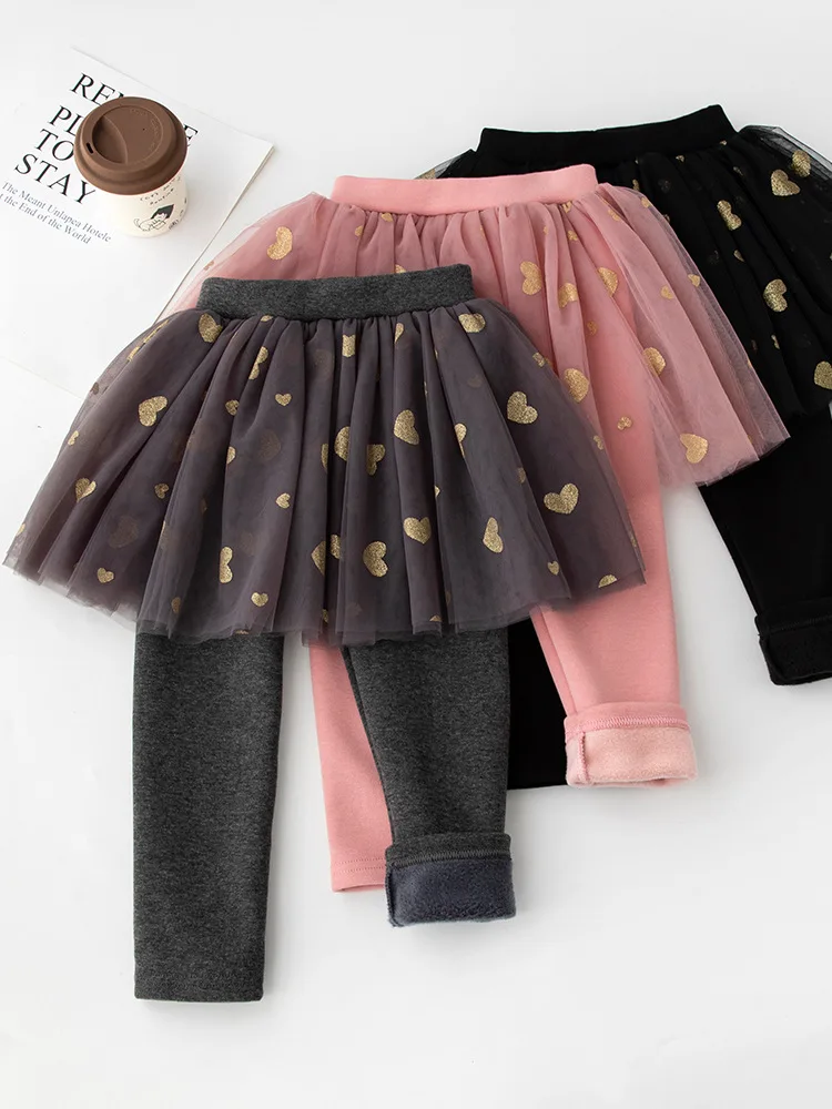 new delivery autumn winter girls children leggings dress baby kids children 2-8y lace cotton warm pant skirt 100-140 students