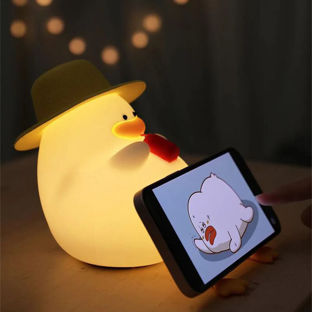 Lâmpada de cabeceira colorida para meninos e meninas, LED Night Light, 3 níveis de escurecimento, USB recarregável, Cute Duck Lighting for Kids