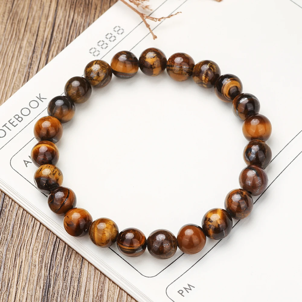 Fashion 6/8/10mm Tiger Eye Stone Bracelet Men and Women Charm Natural Stone Jewelry Healing Buddha Elastic Rope Couple Bracelet