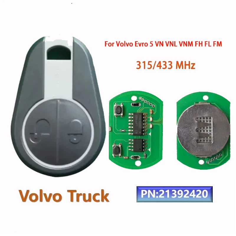 

BB Key 315/433MHz remote key for Volvo Truck 630 780 880 Evro 5 Euro 5 VNL VNM FM FH VN FL PN:21392420 2 Buttons