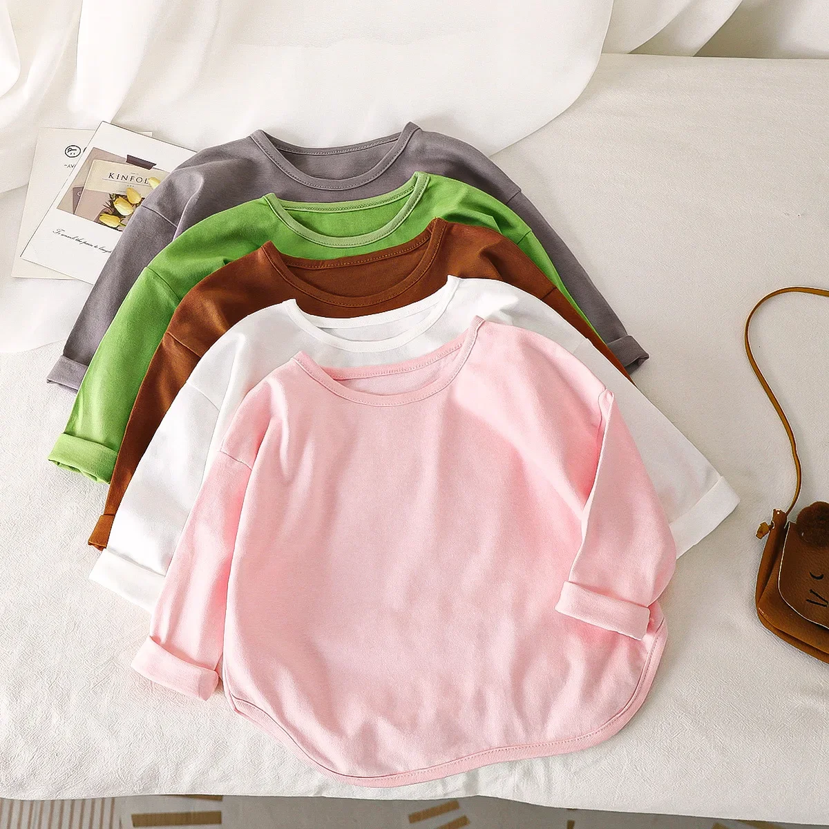 Autumn Boy Girl Baby O-neck Solid Bottoming Shirt Children Simple Casual Long Sleeves T-shirt Kid Cotton Tops Infant Unique Tees