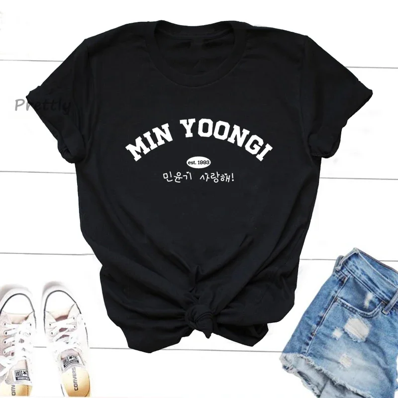 Suga Agust D Min Yoongi T Shirt K-Pop Fan Bangtan Graphic Printed Fashion Harajuku 2023 Clothes Causal Female Y2K Tops Tee