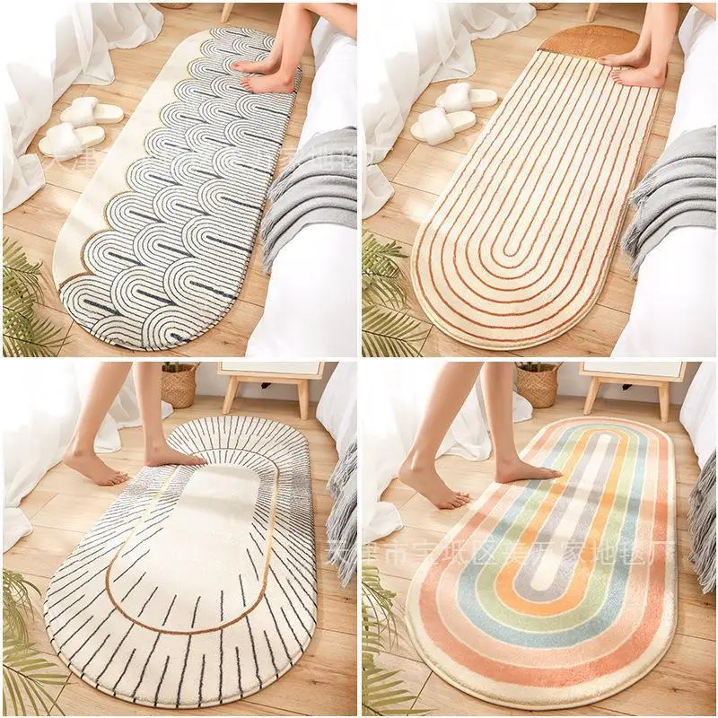 

Color Stripe Living Room Carpet Home Bedside Floor Mat Soft Warm Kids Play Area Rugs Furry Carpet Bedroom Decor Entrance Doormat