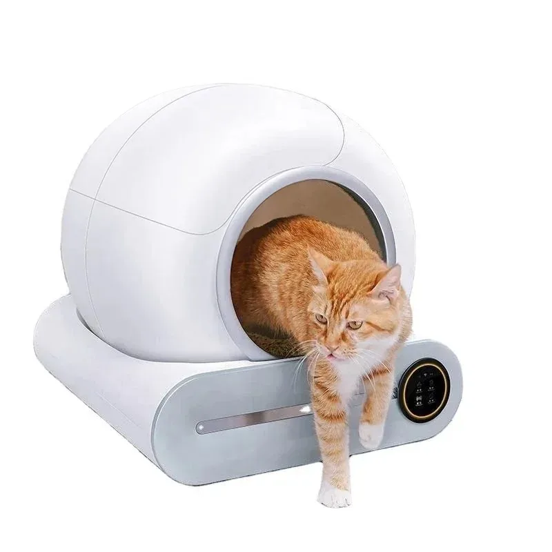Intelligente Katzentoilette Vollautomatisch 65L Große Kapazität Halbgeschlossene Katzentoilette mit APP-Fernsteuerung und Reinigungsfunktion