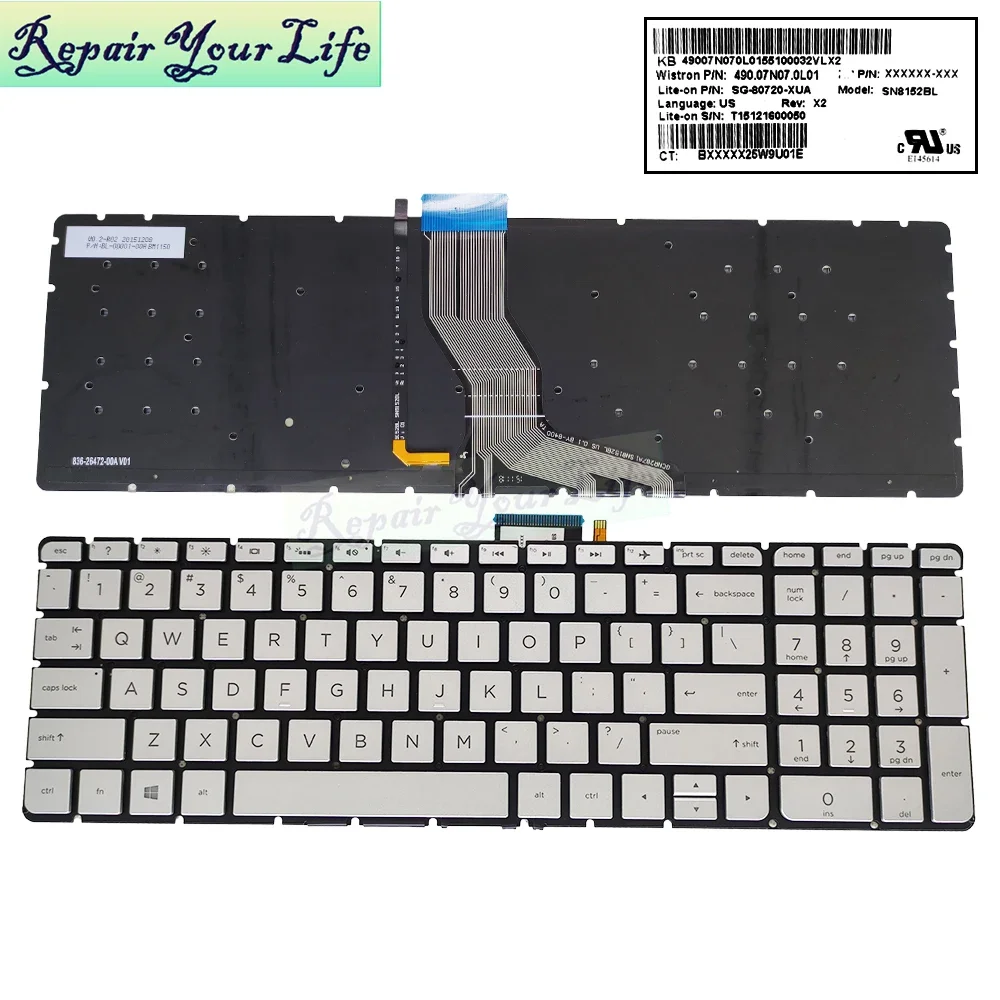 US English Backlight Keyboard for HP Pavilion 15-AB M7-N 15Z-AB 15-BC 17-AB 17-G M6-AR 15-AB000 15-AB200 PC Keyboards No Backlit