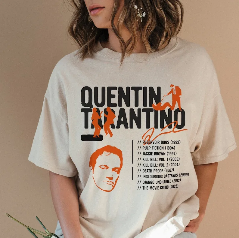 Quentin Tarantino T-Shirt Men Women Tarantino Direct Movie List Graphic  Shirt Streetwear Django Pulp Fiction Kill Bill