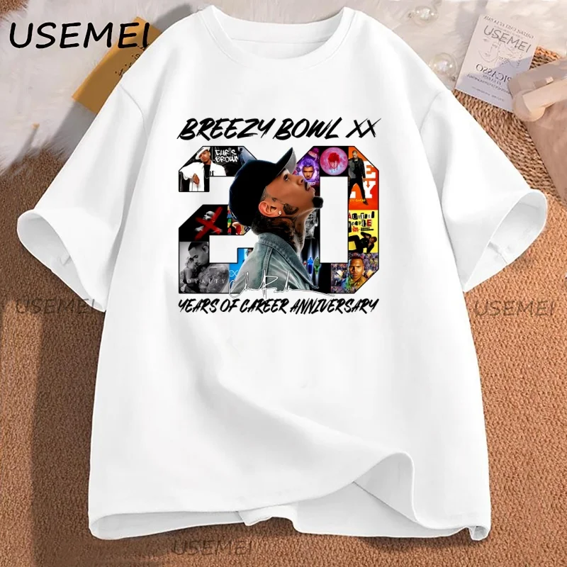 Chris Brown T-Shirt Women Men Breezy Bowl XX T Shirt Chris Brown 20 Years of Career Anniversary Graphic T Shirts Unisex