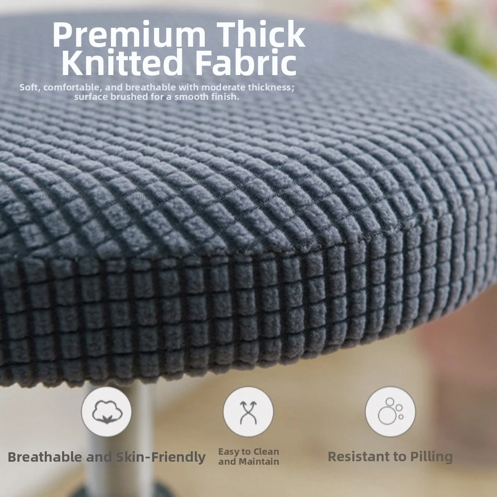 Soft Elastic Round Stool Chair Cover Polar Fleece Wear-resistant Bar Stool Covers Breathable All-inclusive Chair Seat Protector