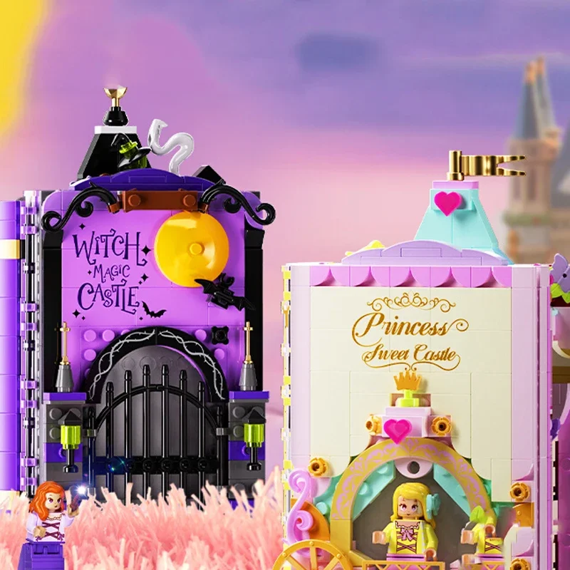 Anime Kawaii Fairy Tale Princess Castle Photo Album Book Building Block Puzzle Pumpkin Car Ornament Halloween Toy Birthday Gift