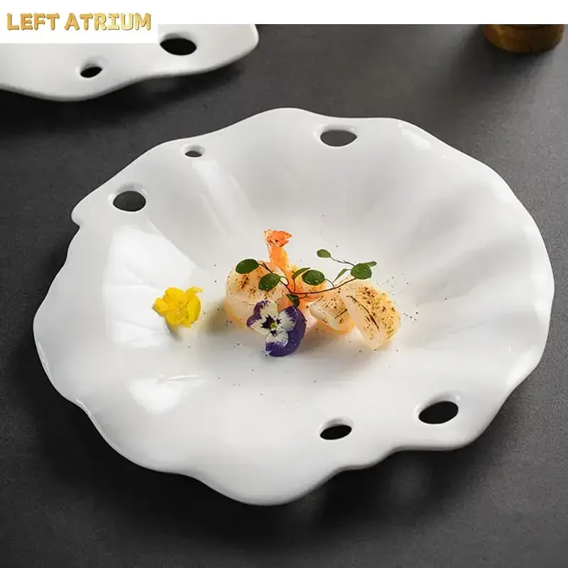 Ceramic Pasta Steak Plate Dinner Irregular Shape Tableware Sashimi Sushi Dishes Household Restaurant Pastry Desserts Tray