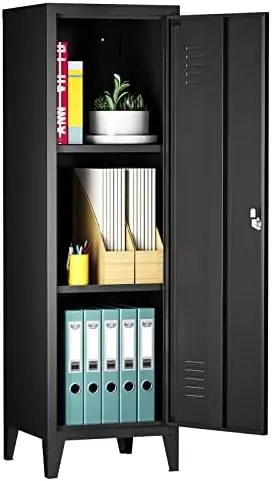 

Lockable Cabinet, Metal Locker Organizer for Employees，Steel Wardrobe with Keys and Removable Shelves for Home Office School