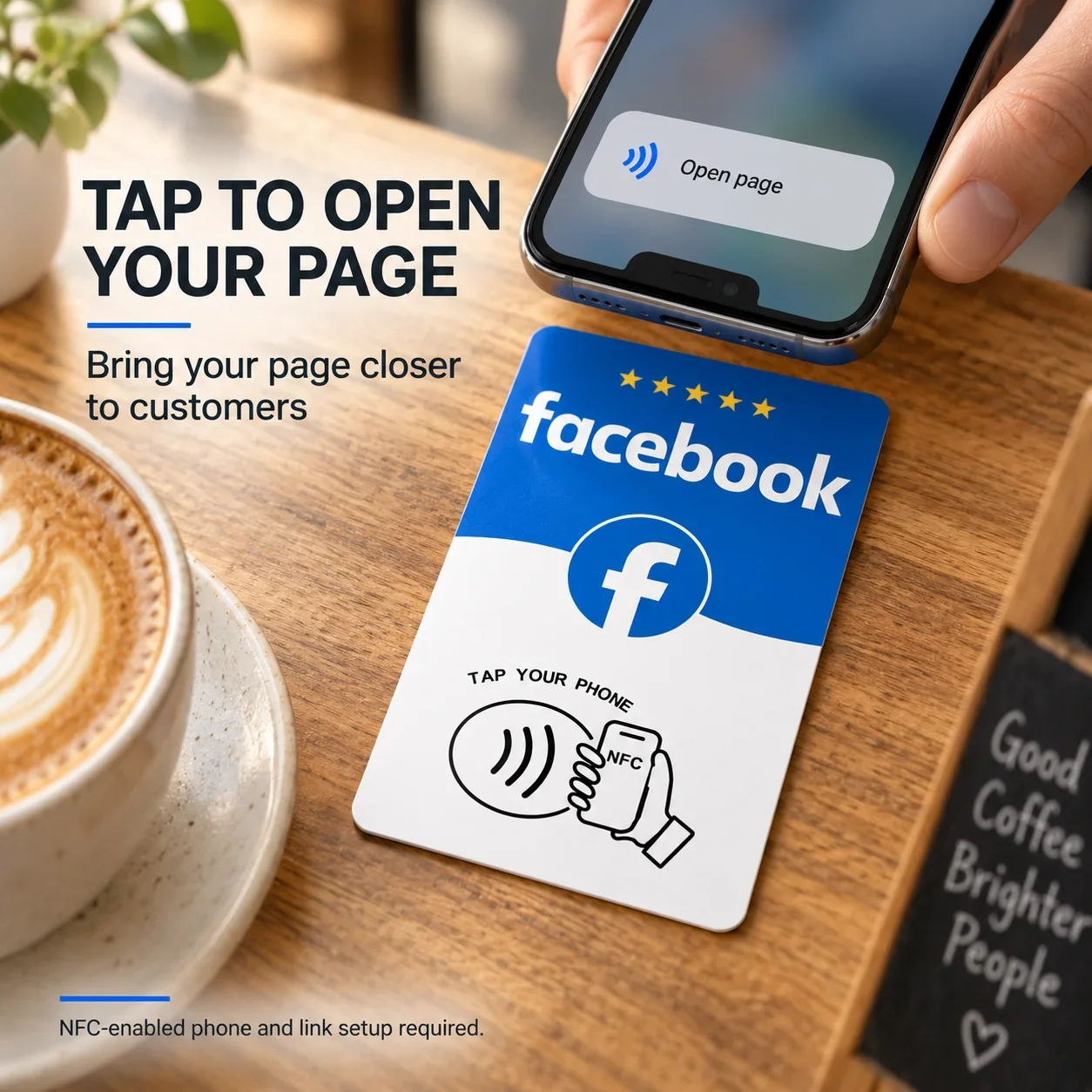 1pc Blue and White PVC NFC Card for Facebook 215 Chip Programmable Social Media Link Sharing Buyer Programming Required