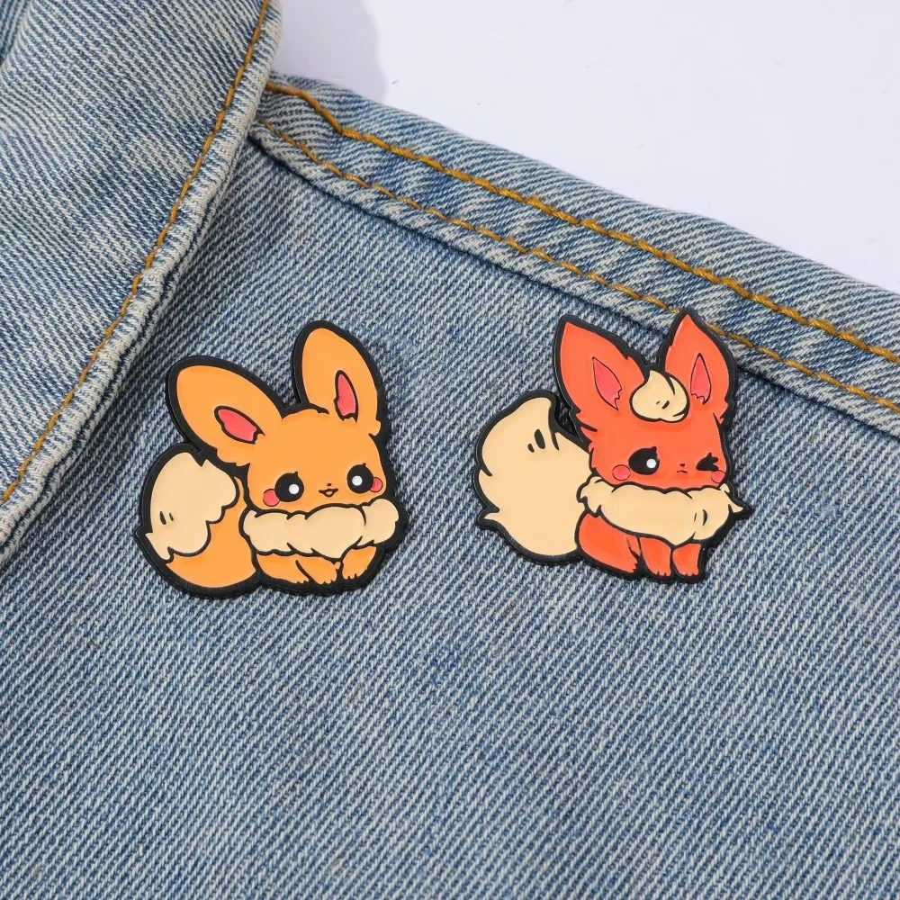 2 Pcs Creative Anime Brooch Cute Jolteon Cartoon Enamel Pin Metal Badge Jewelry Backpack Clothing Accessories Gift for Friend
