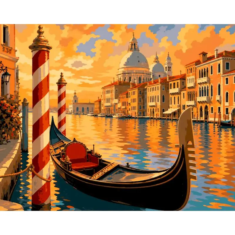 GATYZTORY City Paint By Numbers Arts and Crafts Art Supplies Landscape Easy Paint Wall Art Picture Color by Numbers Kit