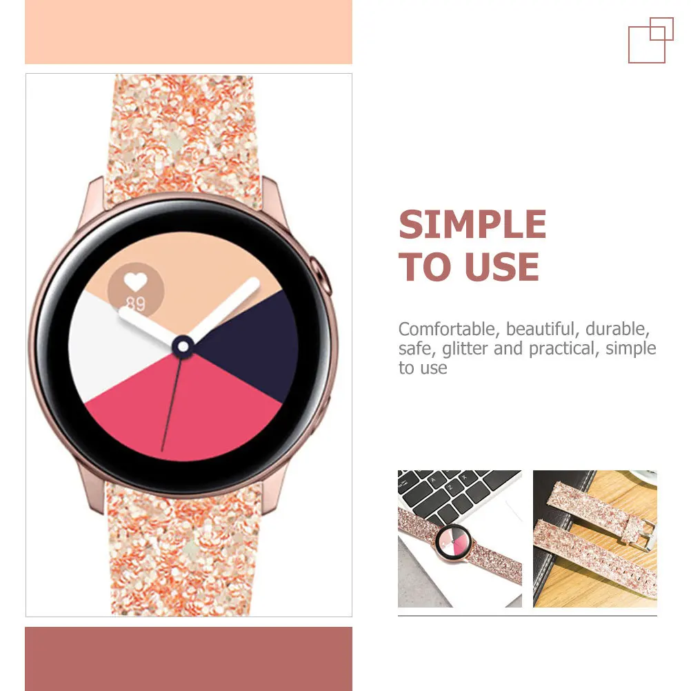 

Premium Glitter Watchband Soft Touch Shiny Watch Band for Adjustable Fit Replaceable Watchbands Comfortable Use