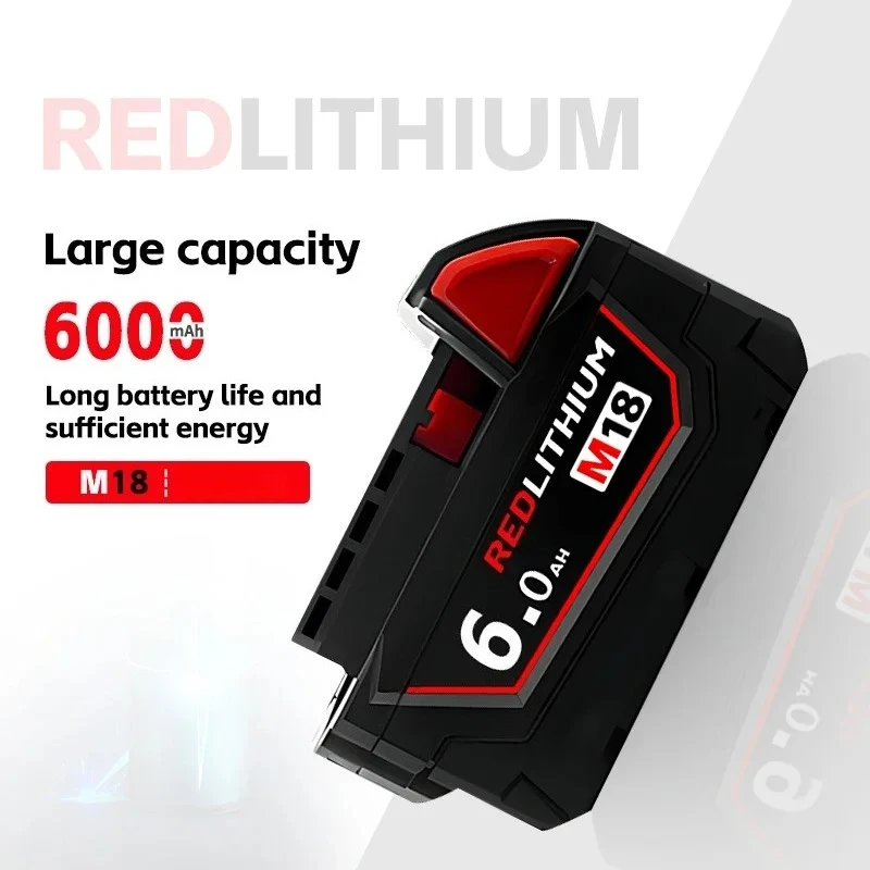 

100%For Milwaukee M18 18V 6000mAh 18650 Lithium Replacement Battery For Milwaukee 48-11-1840 48-11-1850 48-11-1860 Tool Battery