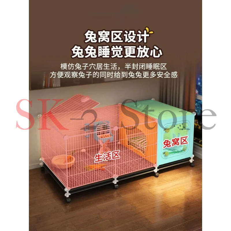 Rabbit cage Indoor household special cage with sleeping area with toilet tray guinea pig