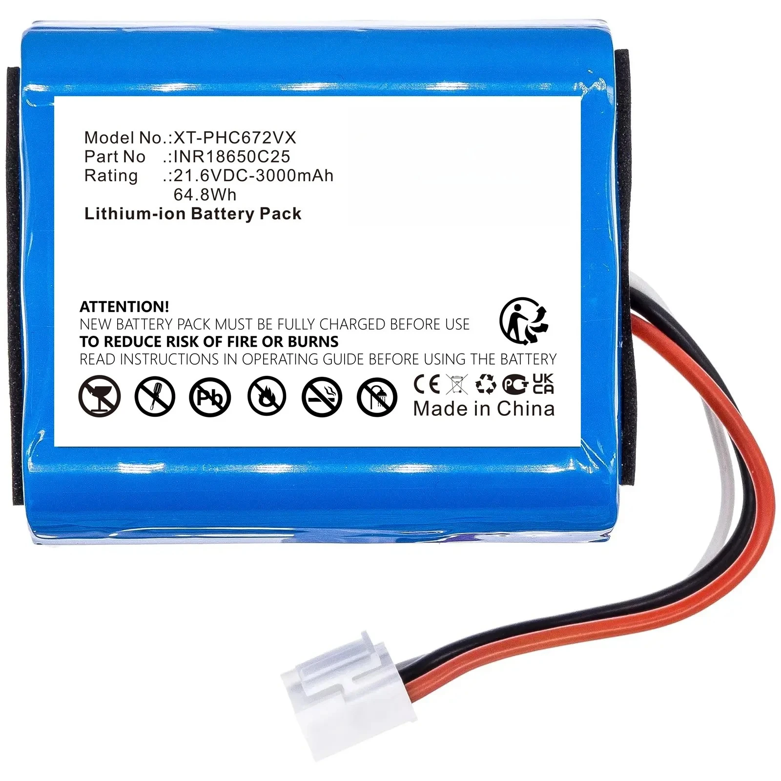 3000mAh Vacuum Battery For Philips FC6729/01,FC6727/01,INR18650C25,3000-018-25613,3000-029-06404,300002906404,BL7734