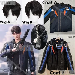 Caleb Xia Yizhou Game Love And Deepspace Elder Brother Cosplay Costume Man Leather Coat 2Style Wig Necklace Wristband Customized