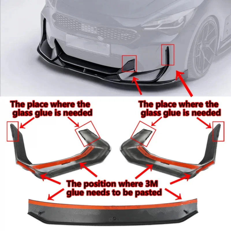 

High Quality K 2018-2022 2023 Car Front Bumper Lip 6PCS Body Kit Spoiler Diffuser Sp Glossy Black Auto Accessories