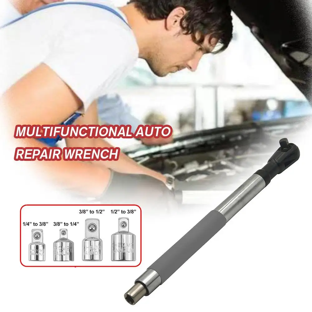 NEW Offset Extension Wrench Set Electric Drill Spanner Forward Reverse Easy To Operate 4 Socket Adapters for Automotive Repair